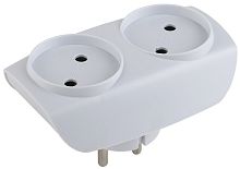 Разветвитель (Тройник) без заземления плоский ЭРА SP-2-W 2-м 16А 3500Вт белый картинка 